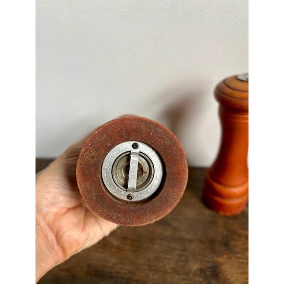 Vintage Wooden Pepper Grinder and Salt Shaker | Farmhouse Cottagecore Kitchen - Picture 4 of 9